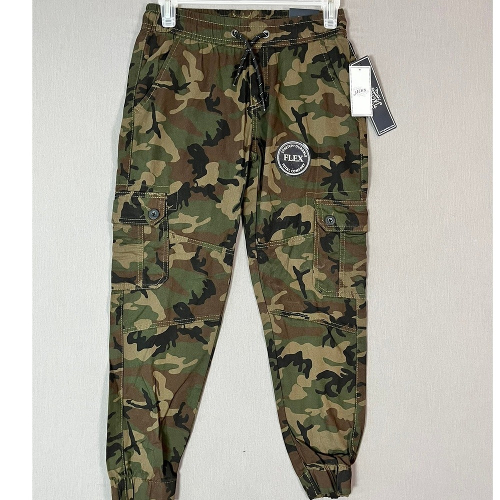 Jachs NY Cargo Jogger Pants Size M‎ 10/12 Camo Green Stretch NEW